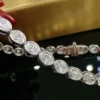 10 Ct Oval Cut Bezel Tennis Bracelet East west lab grown moissanite classic secure clasp line bracelets for her 10 year anniversary
