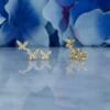 Butterfly Trio Climber Earrings in 14k Pure Gold Everyday Pave Set Moissanite Earrings 14K Gold Butterfly Trio Climber Earrings feature pavé moissanite stones, combining whimsy and elegance for a piece perfect for any occasion or outfit