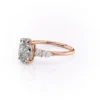 2 carat oval moissanite engagement ring in rose gold with pear and round cluster side stones (11)