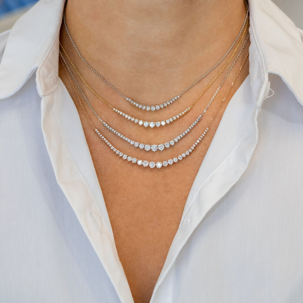 2.5 Ct Moissanite Graduated Tennis Necklace For Women Crafted in 14K Gold (1)