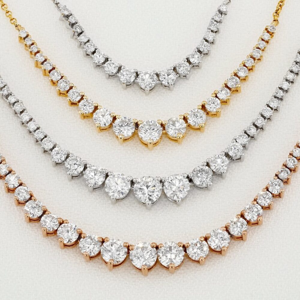 2.5 Ct Moissanite Graduated Tennis Necklace For Women Crafted in 14K Gold (7)