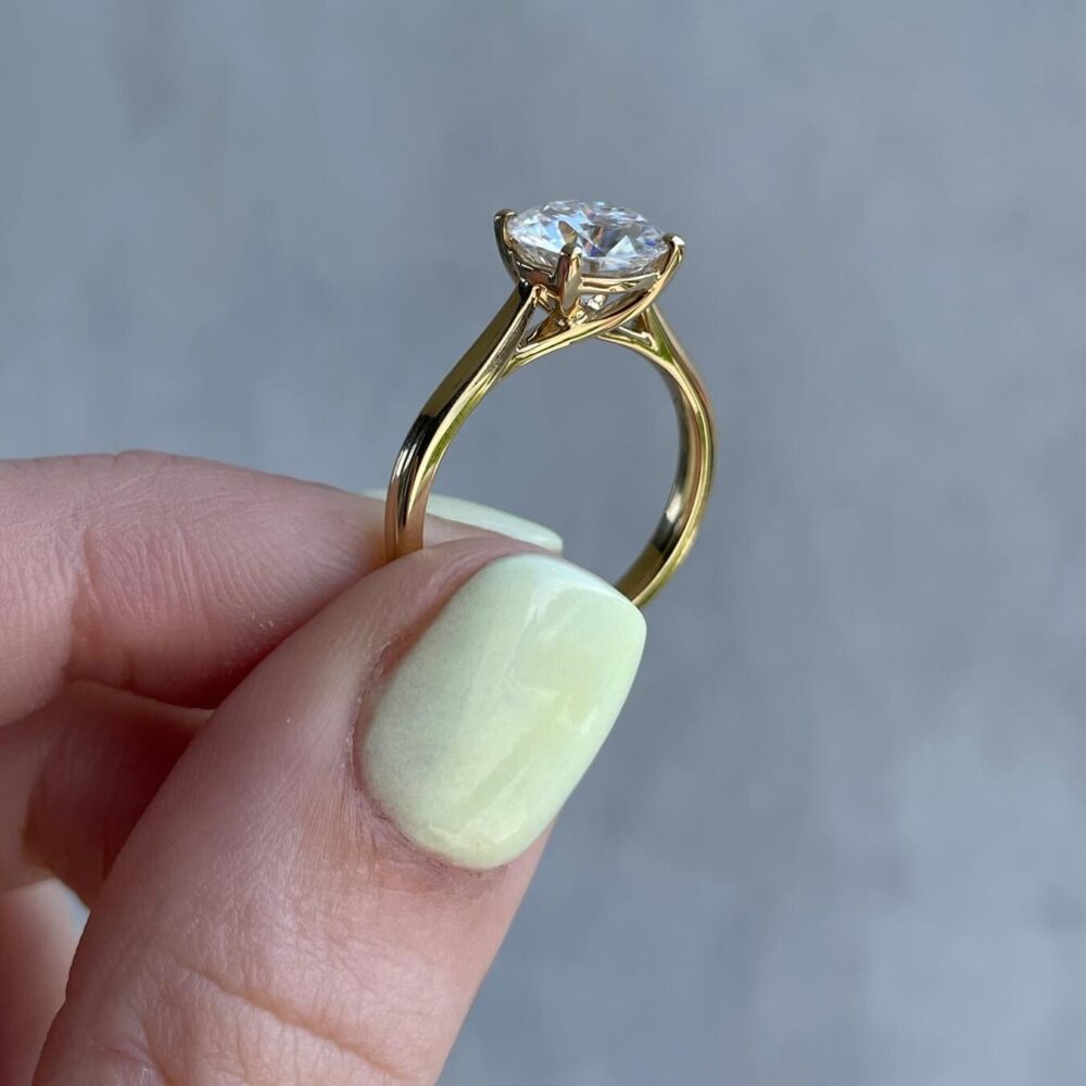 1.50Ct Round Moissanite Solitaire Engagement Ring in 14k Gold - GRA Certified