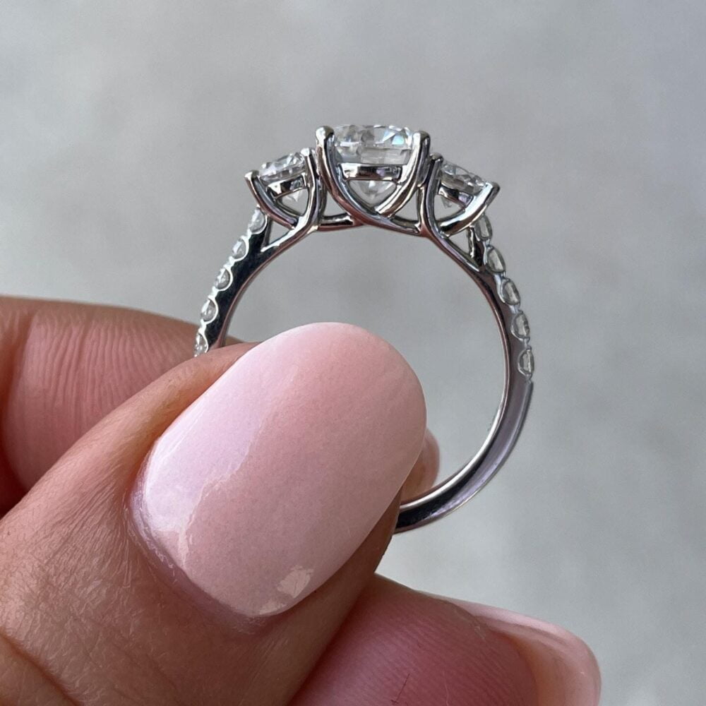 3.25Ct Round Moisssanite Trilogy Engagement Ring, Perfect Anniversary Ring For Women