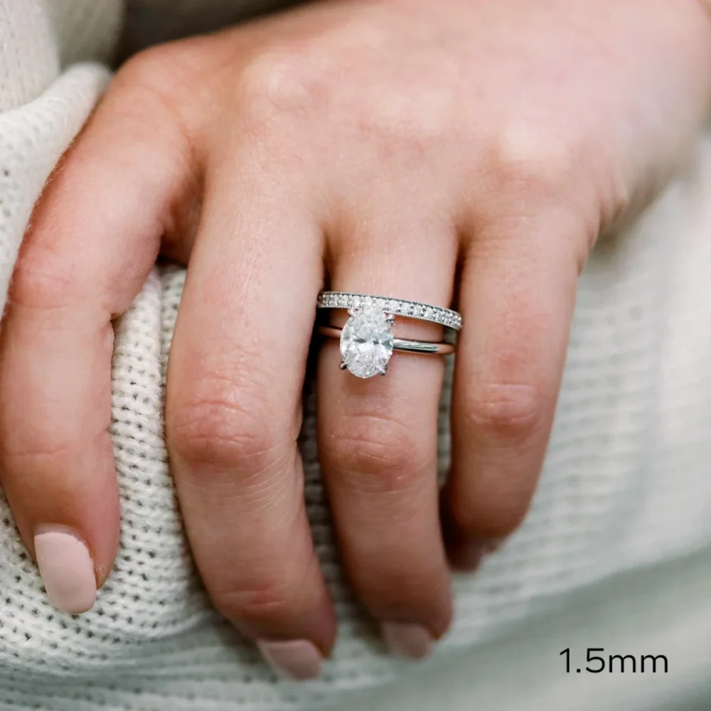 Stackable Mothers Rings, 14K Gold Moissanite Eternity Ring
