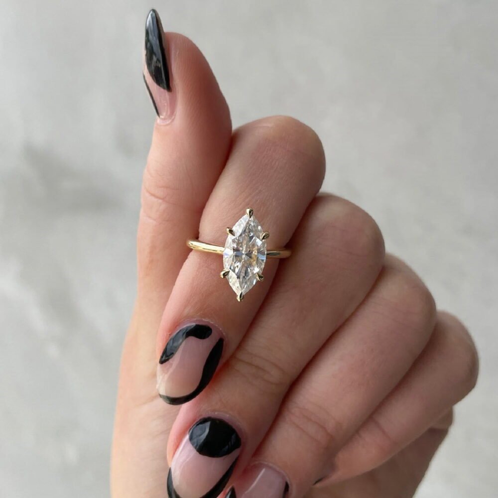2.50Ct Marquise Cut Engagement Ring, Six Claw Solitaire Wedding Ring in 14k Gold - GRA Certified