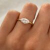 2.0Ct East West Marquise Ring, Anniversary Ring in 14k Gold - GRA Certified