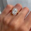 3.0Ct Oval Halo Engagement Rings, GRA Certified Miossanite Studded Anniversary Rings in 14k Gold 3.0Ct Oval Halo Engagement Rings, GRA Certified Miossanite Studded Anniversary Rings in 14k Gold