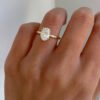 2 Carat Oval Diamond Ring, GRA Certified Moissanite Diamond Hidden Halo Rings in 14K Gold