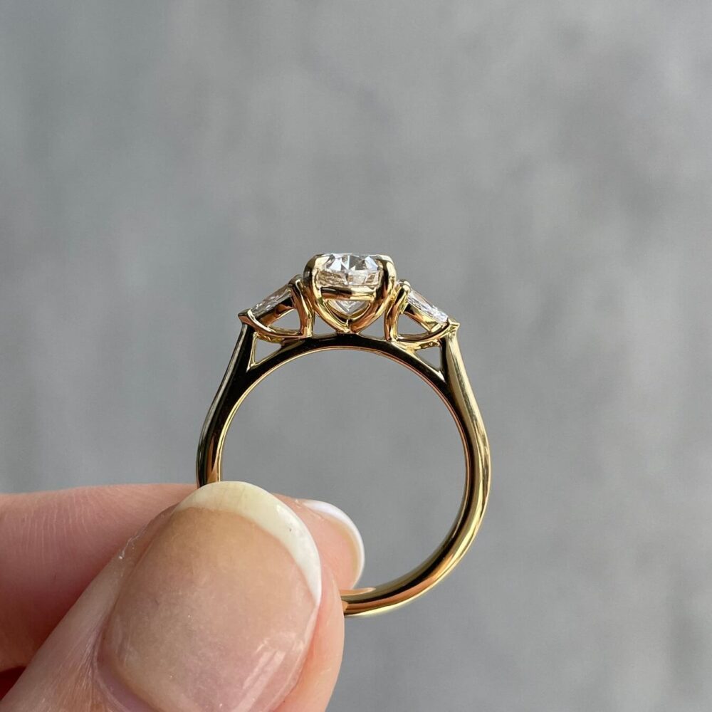 2.50Ct Three Stone Oval Engagement Ring, Moissanite Wedding Rings 14K Gold - GRA Certified