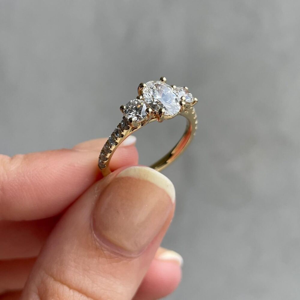2.25Ct Three Stone Moissanite Rings