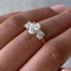 Three Stone Oval Engagement Ring, 3.20Ct Moissanite Wedding Rings in 14K Gold - GRA Certified Three Stone Engagement Ring