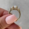 Three Stone Oval Engagement Ring, 3.20Ct Moissanite Wedding Rings in 14K Gold - GRA Certified Three Stone Engagement Ring