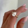 4.50Ct Pear Shaped Engagement Ring, Moissanite Promise Rings in 14k Gold - GRA Certified
