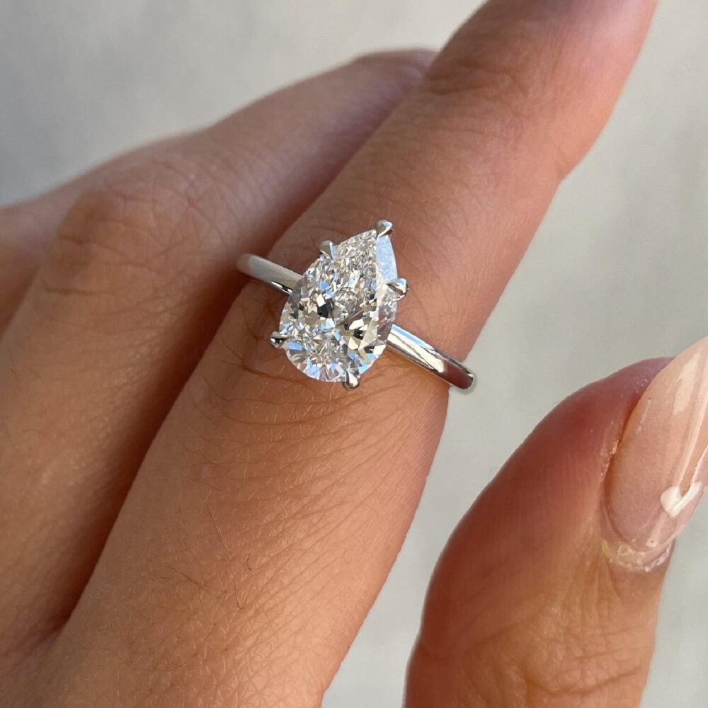 2.50 Carat 2.50Ct Rose Gold Pear Shaped Engagement Ring