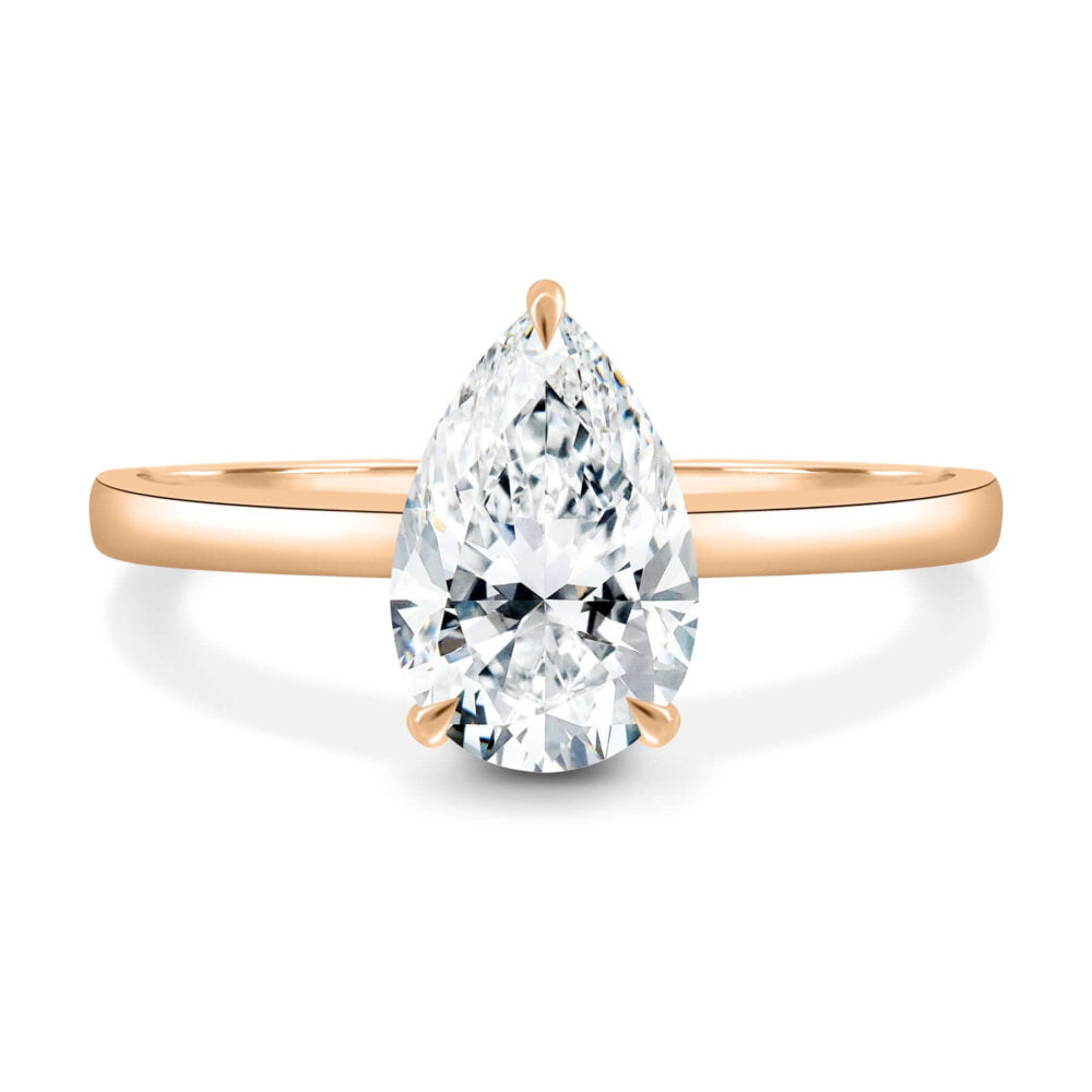 1.50Ct Pear Solitaire Engagement Ring, 3 Claw Moissanite Anniversary Ring in 14k Gold - GRA Certified