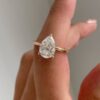 1.50Ct Pear Solitaire Engagement Ring, 3 Claw Moissanite Anniversary Ring in 14k Gold - GRA Certified