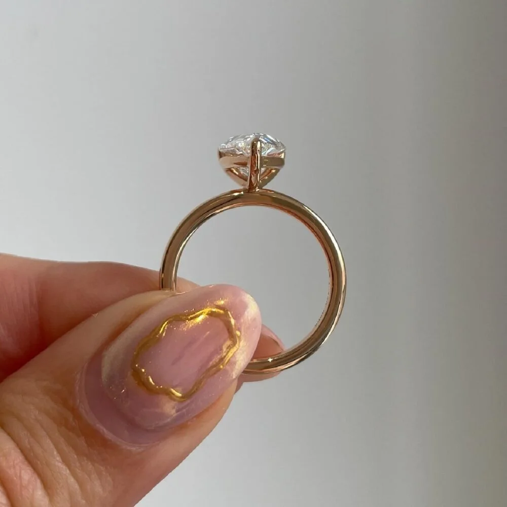 1.50Ct Pear Solitaire Engagement Ring, 3 Claw Moissanite Anniversary Ring in 14k Gold - GRA Certified