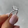 2.60Ct Pear Shape Diamond Rings, Moissanite Engagement Ring With 3/4 Pave Accent in 14k Gold - GRA Certified