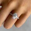 2.60Ct Pear Shape Diamond Rings, Moissanite Engagement Ring With 3/4 Pave Accent in 14k Gold - GRA Certified