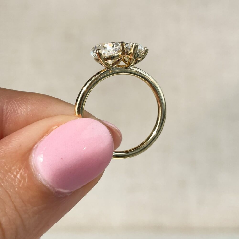 2.15Ct Pear and Marquise Toi et Moi Solitaire Engagement Ring For Women in 14k Gold - GRA Certified