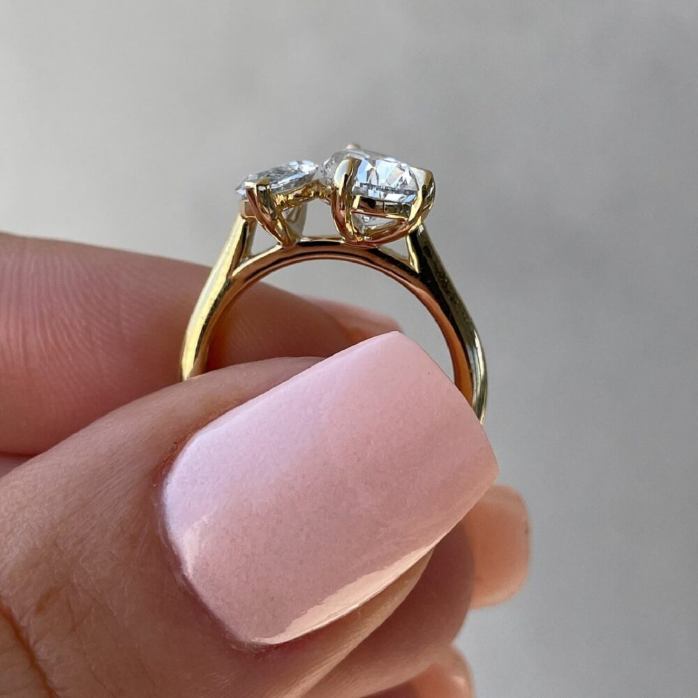 2.50Ct Toi et Moi Engagement Ring For Women, Pear And Marquise Anniversary Ring in 14k Gold - GRA Certified