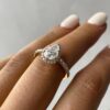2.60Ct Pear Halo Engagement Ring, 3/4 Pave Set Moissanite Wedding Ring in 14k Gold - GRA Certified 2.60Ct Pear Halo Engagement Ring, 3/4 Pave Set Moissanite Wedding Ring in 14k Gold - GRA Certified