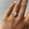 2.60Ct Pear Halo Engagement Ring, 3/4 Pave Set Moissanite Wedding Ring in 14k Gold - GRA Certified 2.60Ct Pear Halo Engagement Ring, 3/4 Pave Set Moissanite Wedding Ring in 14k Gold - GRA Certified