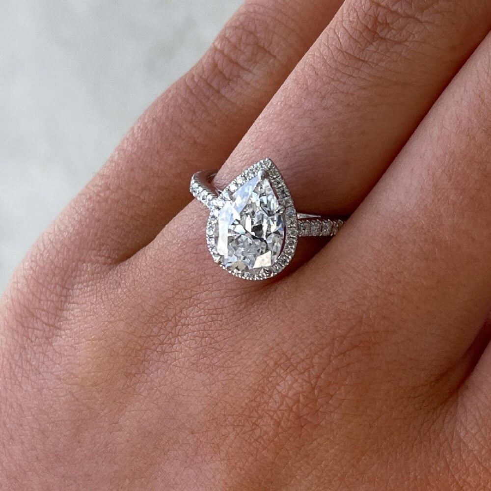 2.60Ct Pear Shaped Halo Engagement Ring
