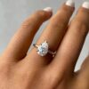 2.20Ct Pear Solitaire Rngagement Ring, Pear Shape Moissanite Anniversary Pave Set Ring in 14k Gold - GRA Certified