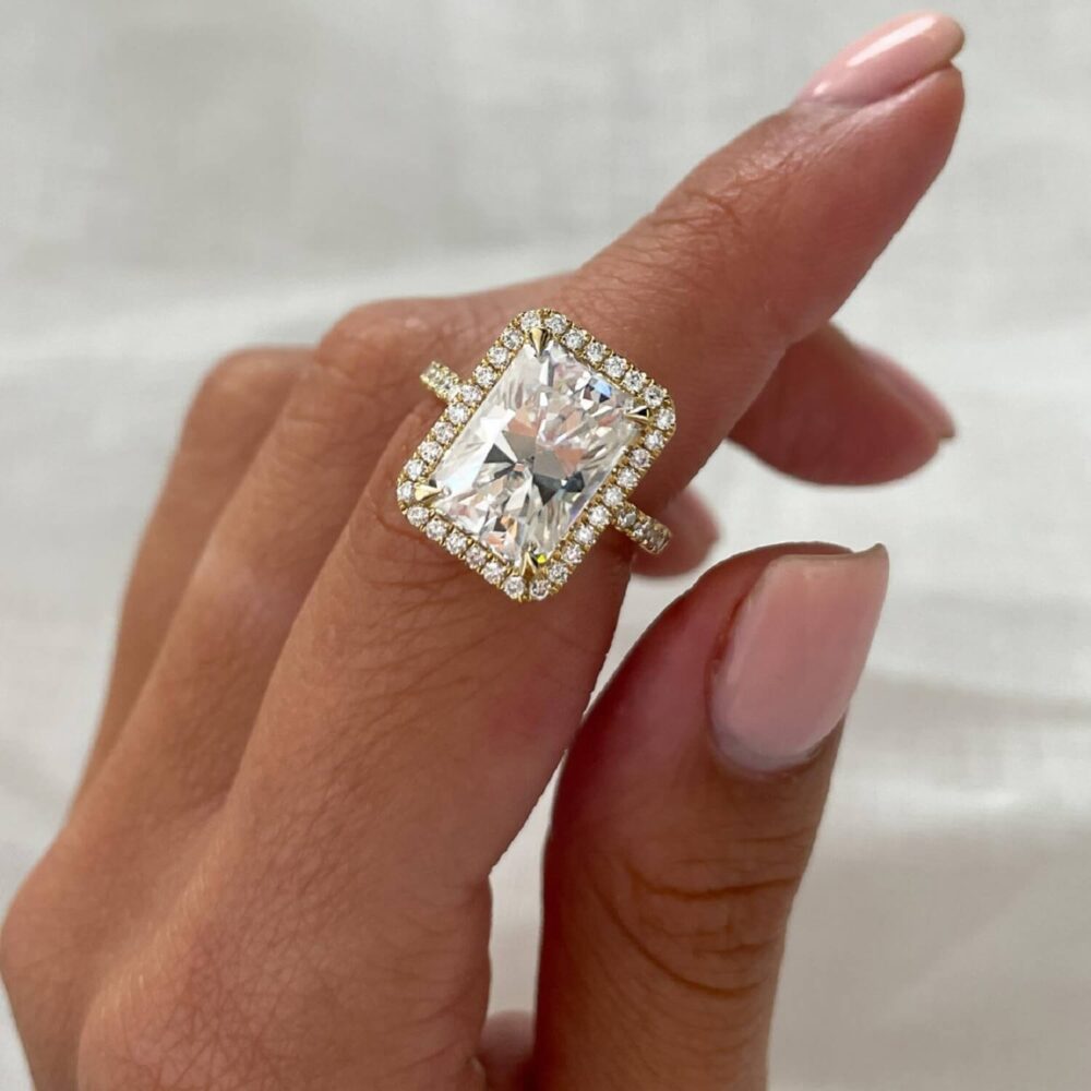4.75Ct Radiant Cut Halo Engagement Rings
