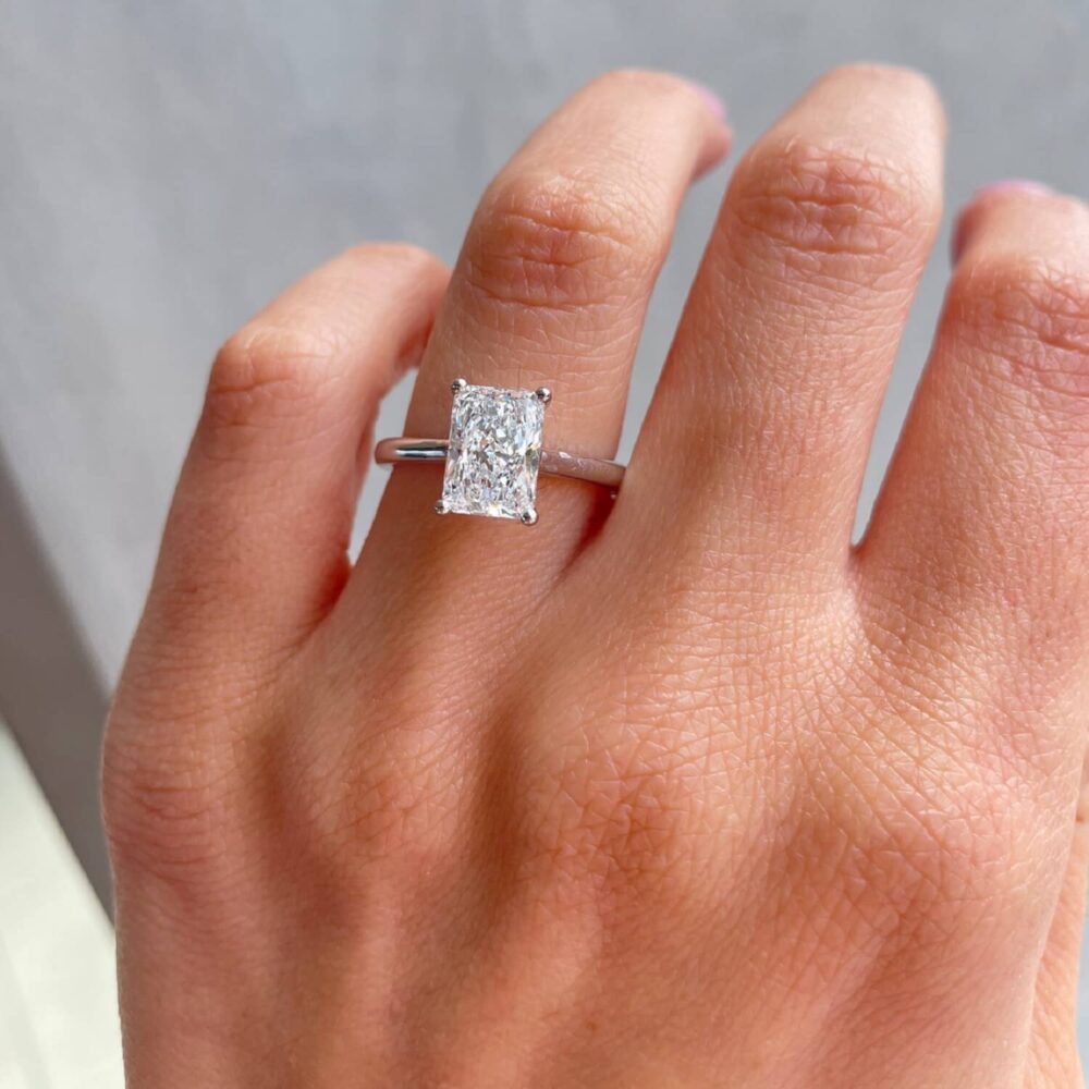 2.50Ct Radiant Solitaire Engagement Rings, Moissanite Anniversary Women Ring in 14k Gold - GRA Certified