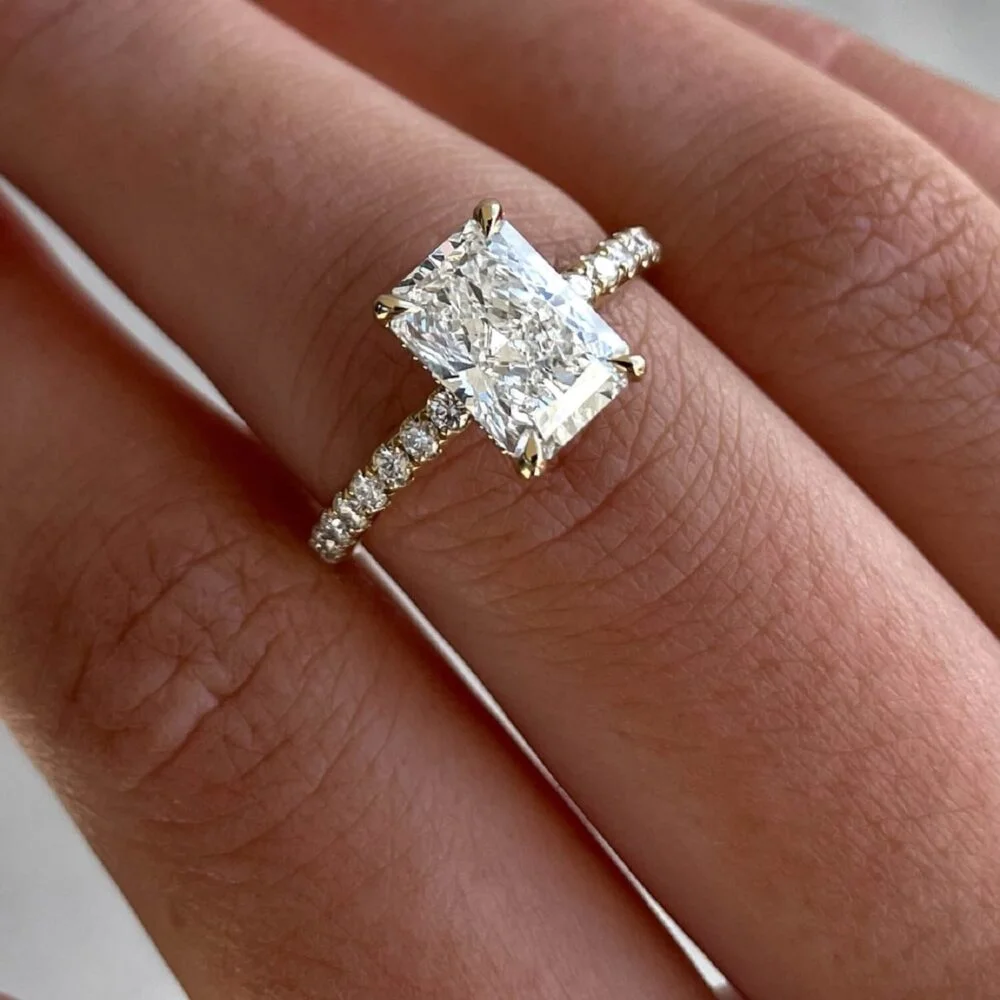 3.30Ct Hidden Halo Radiant Engagement Ring
