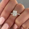 3.30Ct Hidden Halo Radiant Engagement Ring, Moissanite Hidden Halo With Side Diamond Ring in 14k Gold