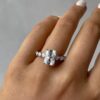 5.80Ct Radiant Solitaire Engagement Rings With Side Stone, Moissanite Hidden Halo Ring in 14k Gold - GRA Certified