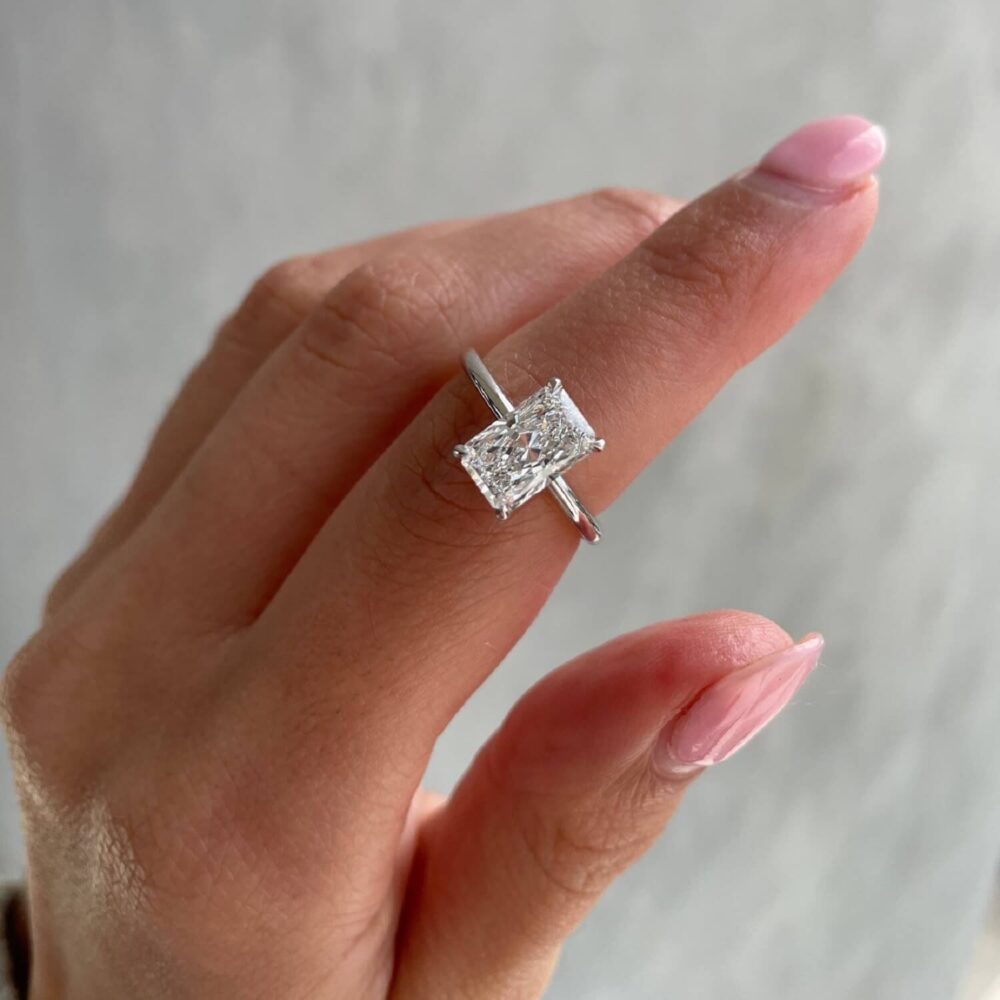 2.0Ct Radiant Solitaire Engagement Rings, Moissanite Promise Ring in 14k Gold - GRA Certified
