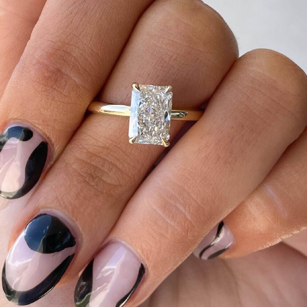 4.0Ct Radiant Cut Hidden Halo Engagement Rings in 14k Gold - GRA Certified