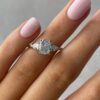 2.50Ct Elongated Cushion Cut Diamond Ring, Trilogy Engagement Ring in 14k Gold - GRA Certified 2.50Ct Elongated Cushion Trilogy Engagement Ring, Anniversary Ring For Women in 14k Gold - GRA Certified