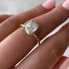 Elongated Cushion Cut Moissanite Solitiare Engagement Ring