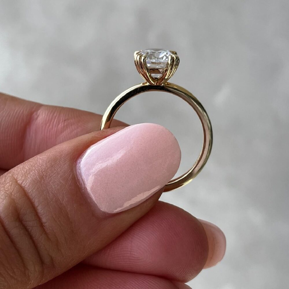 Elongated Cushion Cut Moissanite Solitiare Engagement Ring