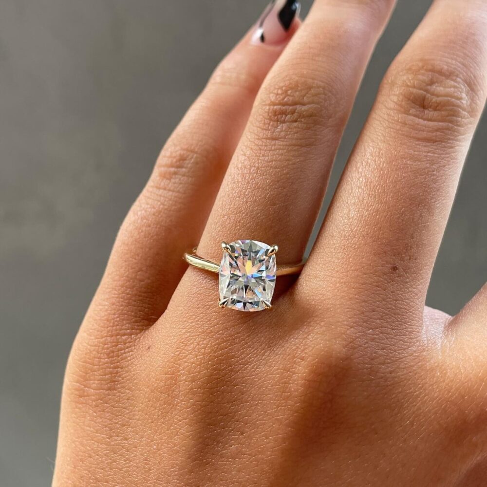 2.0Ct Simple Engagement Rings, Art Deco Solitaire Engagement Rings in 14k Gold - GRA Certified