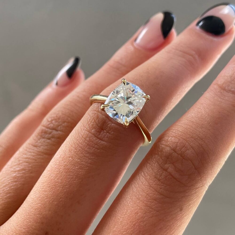 Simple Engagement Rings, 2.0Ct Art Deco Solitaire Engagement Rings in 14k Gold - GRA Certified