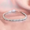 14K Gold Tennis Bracelet, 5.50Ct Moissanite Emerald Tennis Bracelets