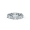 Emerald Cut Wedding Rings , 8.0 Carat East West Asscher and Emerald Moissanite Full Eternity Ring 14K Gold