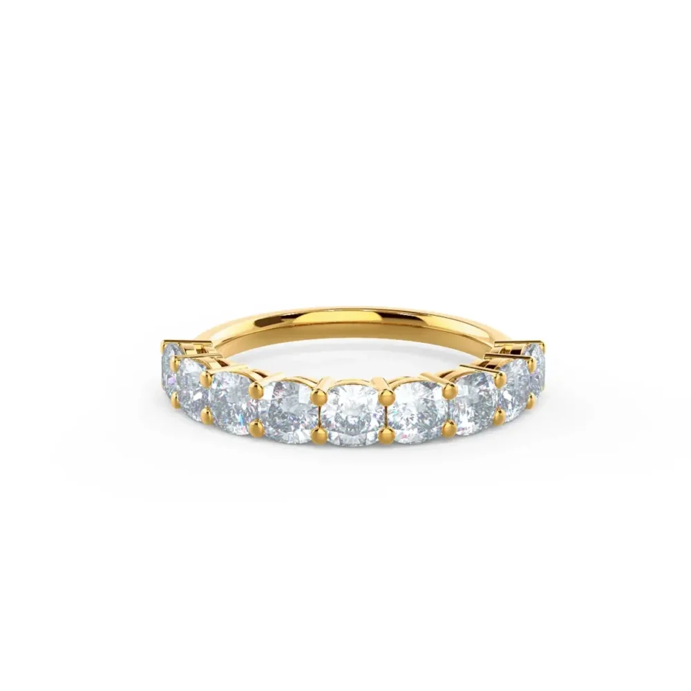 Cushion Cut Diamond Eternity Bands For Women, Moissanite Half Eternity Wedding Ring in 14K Gold