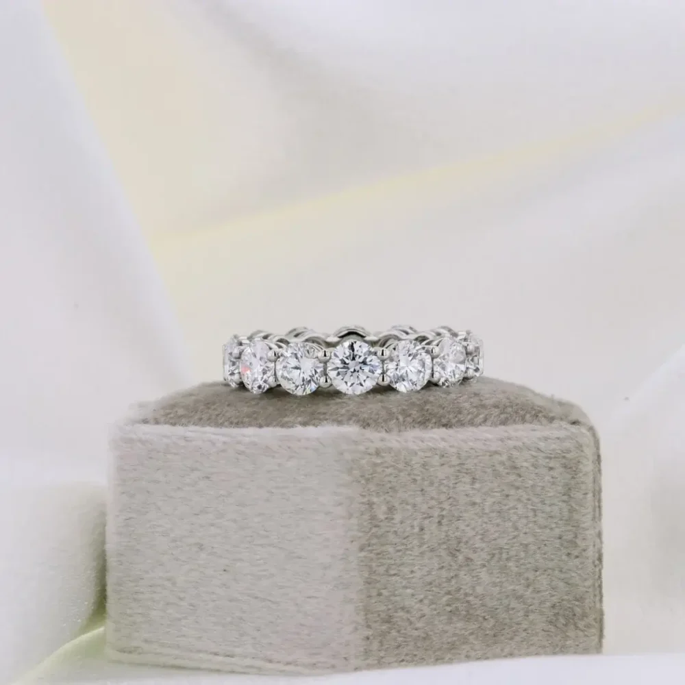 Diamond Eternity Ring for Women, Round Brilliant Moissanite Full Eternity Ring 14K Gold