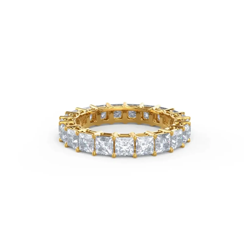 Eternity Wedding Ring for Women, Princess Cut Moissanite Full Eternity Ring 14K Gold