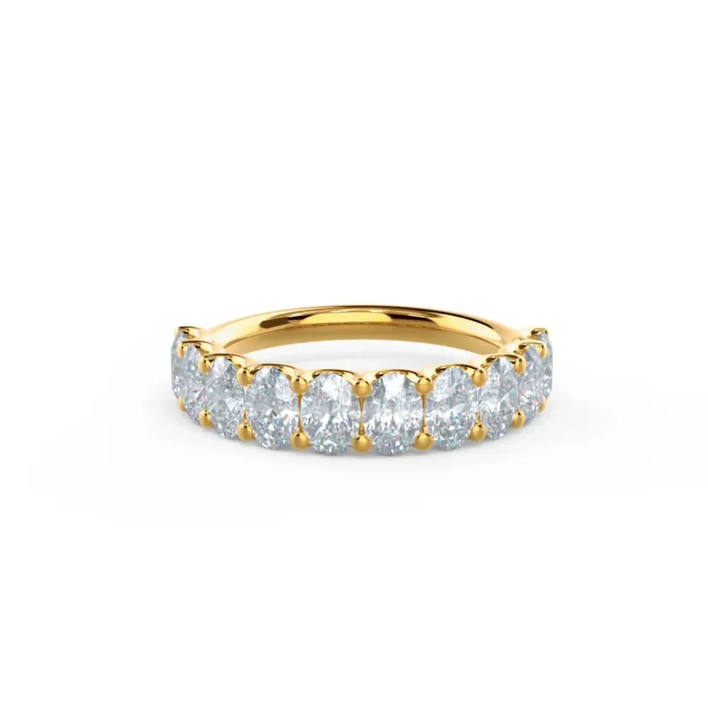 Oval Diamond Wedding Ring, Moissanite Half Eternity Ring For Women in 14K Gold