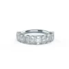 Oval and Emerald Cut Diamond Wedding Bands, Moissanite Half Eternity Ring in 14K Gold