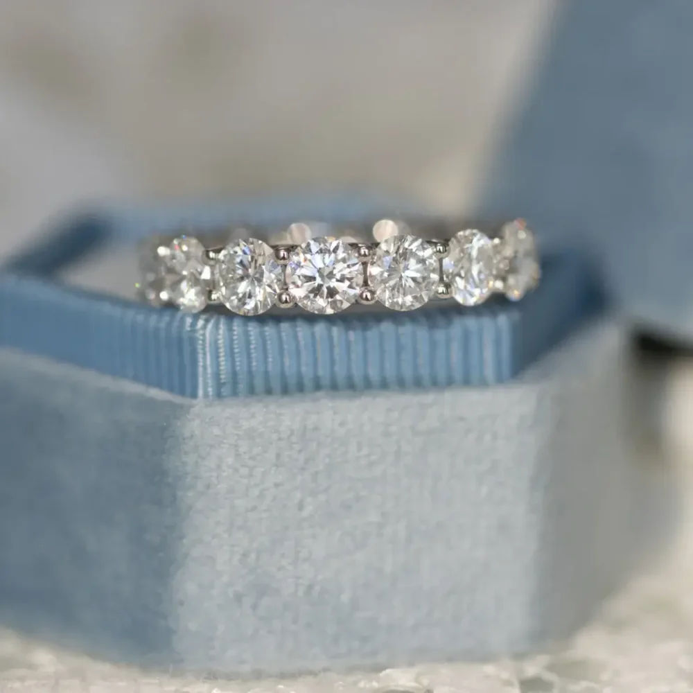 Rose Gold Wedding Rings, 5.0Ct Moissanite Eternity Band For Women