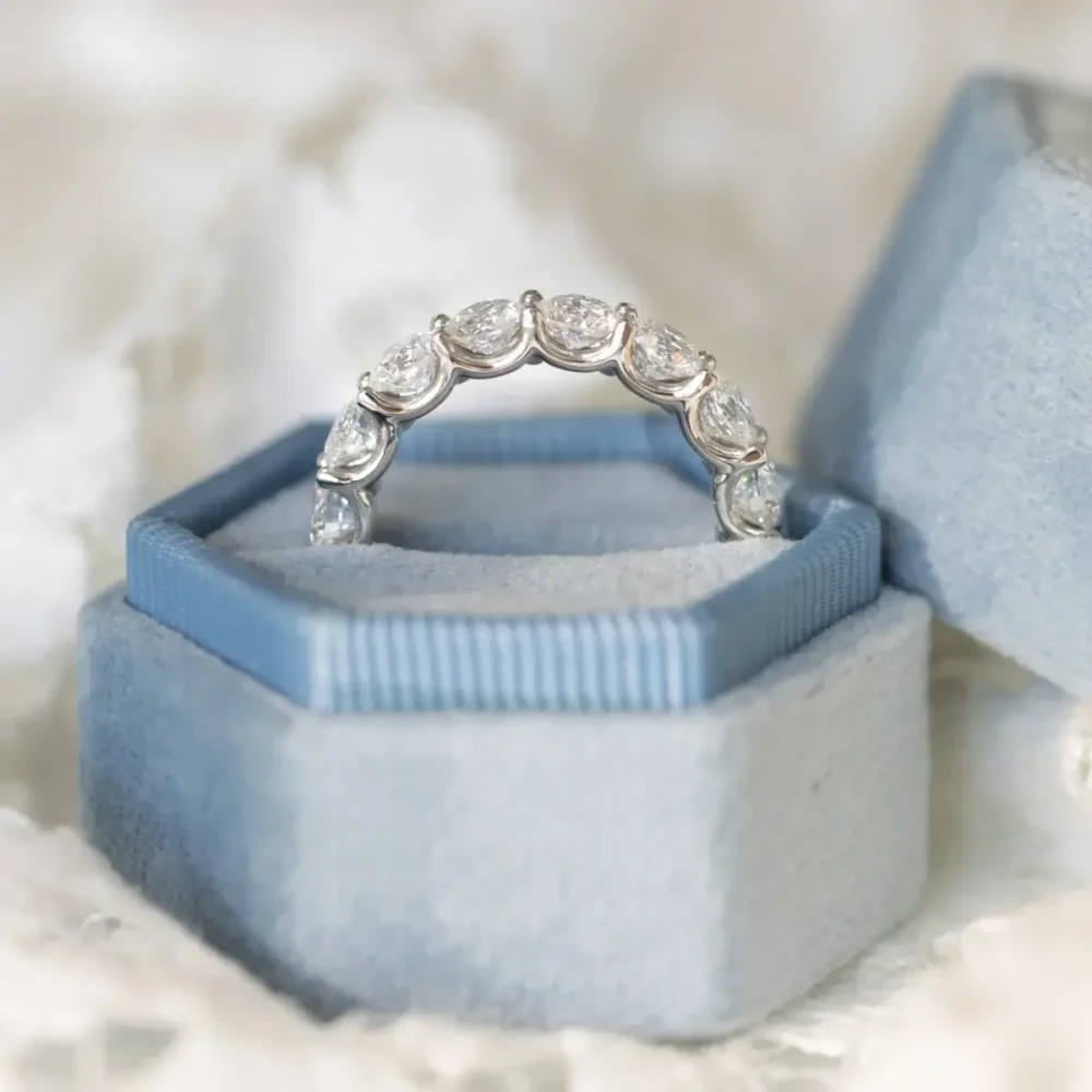 Rose Gold Wedding Rings, 5.0Ct Moissanite Eternity Band For Women